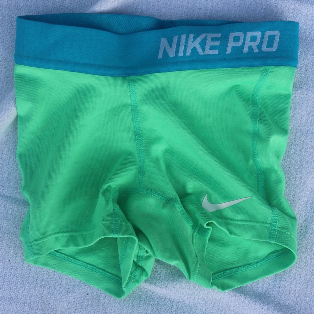 Girls Blue & Green Nike Pro Spandex